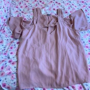Brand new never worn Charlotte Russe pink cream blouse. Strap with cold shoulder